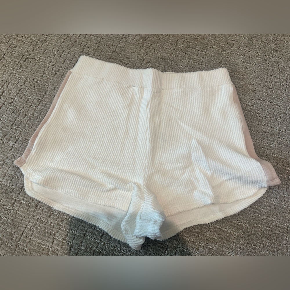 L*Space Off Duty White High Waist Shorts Textured Comfort - Picture 3 of 7